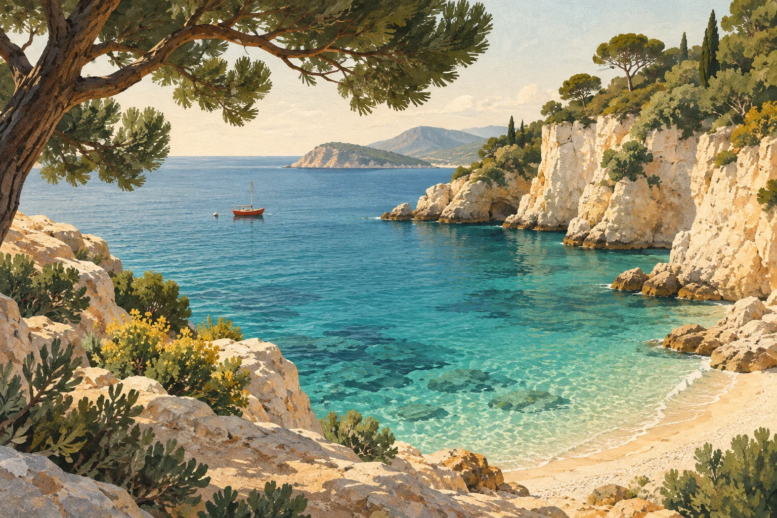 A sample photo in the vault: a sunny bay